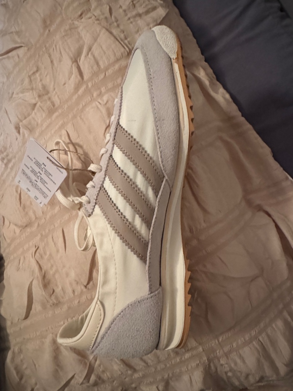 adidas Women's Cream and Light Gray Retro Runner Sneakers